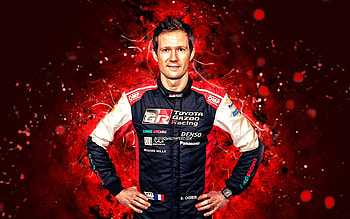Sebastien Ogier, , red neon lights, french rally driver, WRC, Toyota Gazoo Racing, FIA World Rally Championship, rally drivers, Sebastien Ogier , Sebastien Ogier Toyota Gazoo Racing HD wallpaper