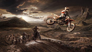 HONDA CRF 450R Riders Jumping From The Sand Mud, bikes, artist, digital-art, behance HD wallpaper