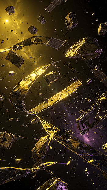 Orbit of Gold - Space Debris HD phone wallpaper