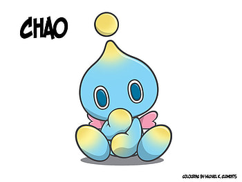Chao, sonic, video games, cute, neutral chao, dot HD wallpaper