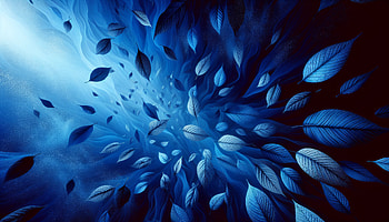 Enchanting Blue Leaves Cascade, falling leaves, leaf, blue, Abstract, nature, abstract blue HD wallpaper