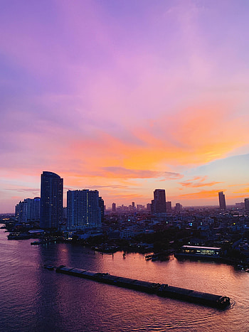 Cities, Sunset, City, Building, Evening HD phone wallpaper