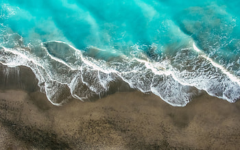 aerial view, paradise, surf, waves, blue water, summer, sea, coast, beautiful nature, R, travel concepts, beach HD wallpaper