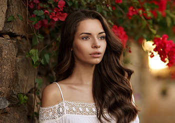 Beautiful, woman, looking away, pretty model HD wallpaper