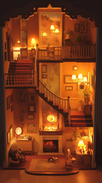 Cozy Dollhouse: A Warm Delight HD phone wallpaper