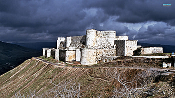 fortress on a hill in france, clouds, fortress, valley, hill HD wallpaper