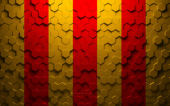 Flag of Foix, honeycomb art, Foix hexagons flag, Foix 3d hexagons art, Foix flag HD wallpaper