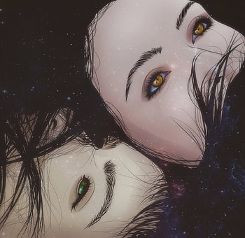 Art, Vector, Eyes, Girl, Space, Cosmic, Hair, Face HD wallpaper