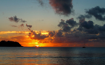 Nature, Sunset, Sea, Evening, Hawaii HD wallpaper