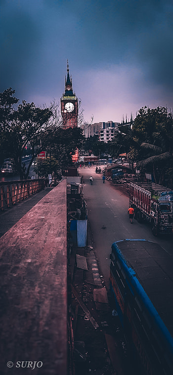 Clock Tower Lake town, atmosphere, cloud, Kolkata, Clock_tower HD phone wallpaper