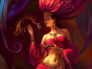 Genie, girl, abstract, fantasy HD wallpaper