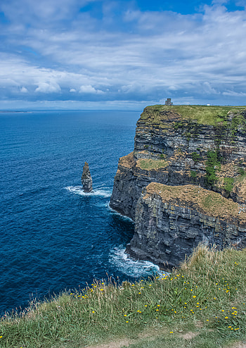 Nature, Grass, Sea, Rock, Horizon, Cliff HD phone wallpaper