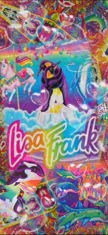 Lisa Frank collage, magenta, rainbow, pink, Orca, ocean, penguins, hearts, LisaFrank, dolphins, bubbles HD phone wallpaper