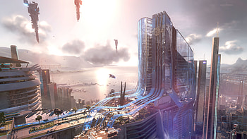 Sci fi city . HD wallpaper