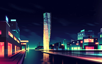 Turning Torso, turning-torso, minimalism, minimalist, artist, artwork, digital-art, world, city, sweden, neon HD wallpaper