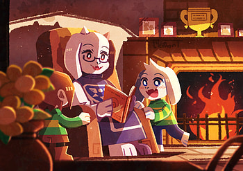 Undertale Family Moments: Toriel, Chara & Asriel in Cozy Ultra, Toriel (Undertale), Chara (Undertale), Asriel (Undertale), video game, Undertale HD wallpaper
