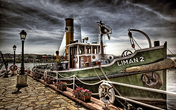 Landscape, Sky, Lights, Miscellanea, Miscellaneous, Lanterns, Wharf, Ship, Berth HD wallpaper
