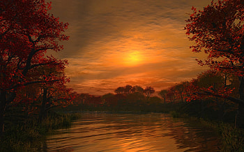 SUNSET DUSK, digital, landscape, , computer, gold, sunset HD wallpaper
