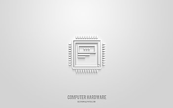 Computer hardware 3d icon, white background, 3d symbols, Computer hardware, technology icons, 3d icons, Computer hardware sign, technology 3d icons HD wallpaper