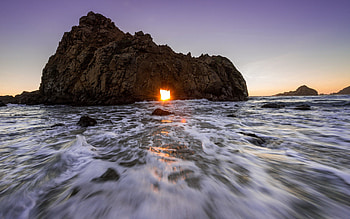 Nature, Sunset, Sea, Rock, Shine, Light, Ocean HD wallpaper