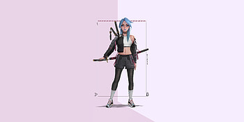 Katan With Sword, anime-girl, sword, anime, artstation HD wallpaper