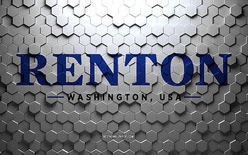 Flag of Renton, Washington, honeycomb art, Renton hexagons flag, Renton, 3d hexagons art, Renton flag HD wallpaper
