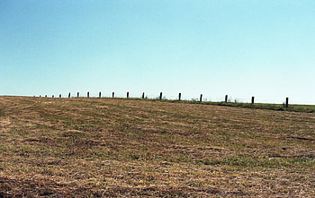 pillars, blue, graphy, field, sky HD wallpaper