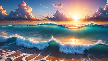 Ocean, water, ocean, wave, sea, sunset, Ocean Waves HD wallpaper