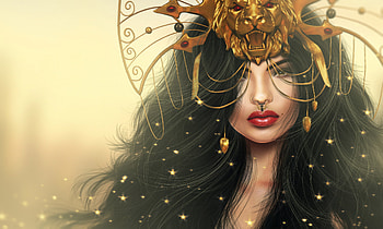Art, Fantasy, Lion, Girl, Mask, Makeup HD wallpaper