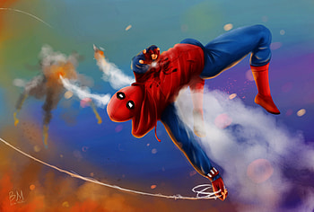Spider Man Homemade Suit In Action, spiderman, superheroes, artwork, artist, digital-art, deviantart HD wallpaper