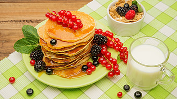 food, Tasty pancakes, Morning coffee HD wallpaper