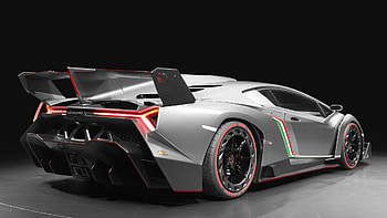 Lamborghini Veneno, Supercar , Back view, Silver version HD wallpaper