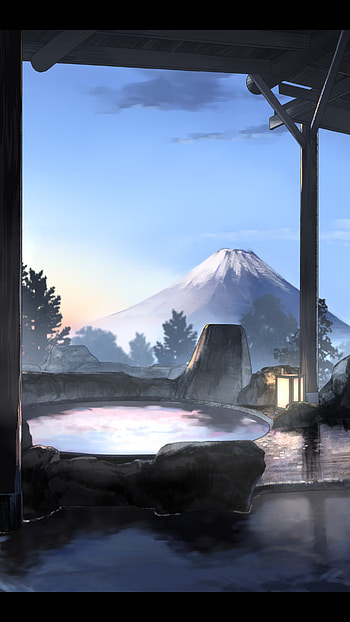 Morning Hot Springs, Anime, Original HD phone wallpaper