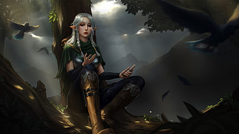 The Message, art, elf, keith chen, fantasy, girl, dark HD wallpaper