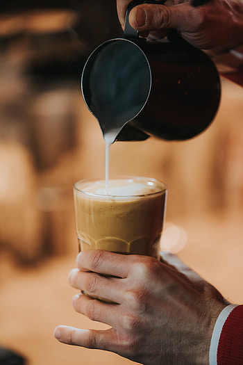 Food, Coffee, Hand, Glass, Drink, Beverage, Milk HD phone wallpaper