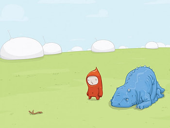 Blue Pet, sad, owner, grass, rocks HD wallpaper
