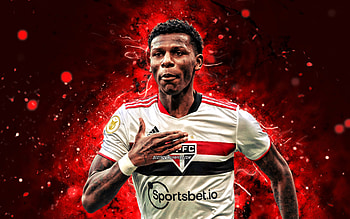 Robert Arboleda, , red neon lights, Sao Paulo FC, Ecuadorian footballers, SPFC, soccer, Robert Abel Arboleda Escobar, Brazilian Serie A, football, Brazil, Robert Arboleda , Robert Arboleda Sao Paulo FC HD wallpaper