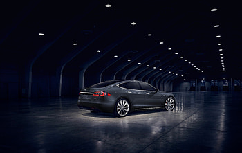 Tesla Model 3 , Black design, Corral background, Striking HD wallpaper