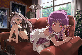 elf lolita, cute, red eyes, pink hair, lolita, elf HD wallpaper