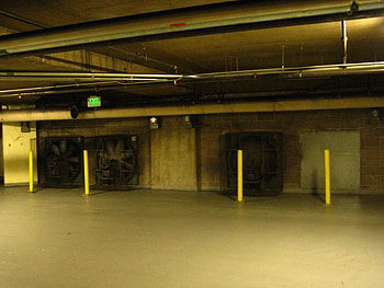 parking garage, exhaust fans, garage, fans, building HD wallpaper