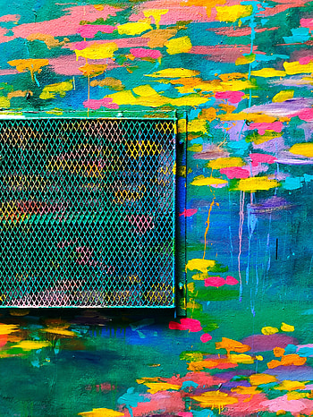 Miscellanea, Miscellaneous, Multicolored, Motley, Paint, Wall, Street Art, Lattice, Trellis HD phone wallpaper