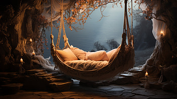 Enchanted Hammock Retreat - AI Art, AI Art, man made, hammock HD wallpaper