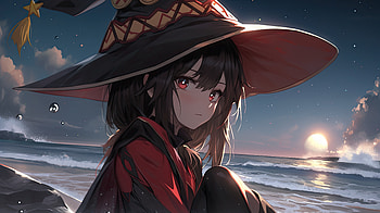 Sad Megumin at the beach, Megumin (KonoSuba), Anime, KonoSuba - God’s blessing on this wonderful world!! HD wallpaper