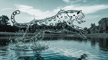 Leopard Leap: Captivating Ultra, leopard, water, splash, Animal, nature HD wallpaper