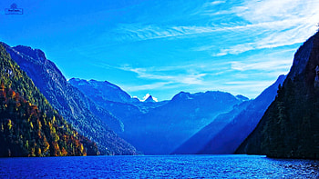Kings Lake, Bavaria, Germany, landscape, sky, alps, mountains, clouds HD wallpaper