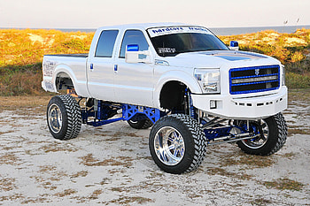 2004 Ford F-250, Truck, Lifted, White, Blue Accents HD wallpaper