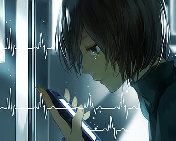 Waiting for ur call.., anime girl, sad, anime, tears, original, waiting HD wallpaper