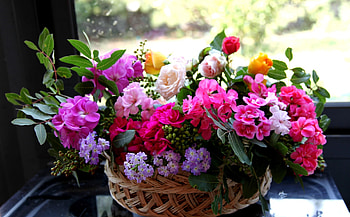 Flowers, Roses, Garden, Lot, Basket, Composition, Different HD wallpaper