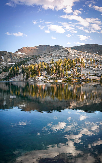 Nature, Trees, Clouds, Rocks, Lake, Reflection, Stone HD phone wallpaper