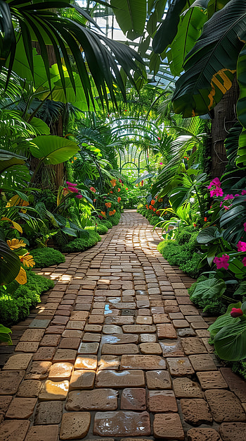 Tropical Botanical Garden Pathway - Lush Nature HD phone wallpaper
